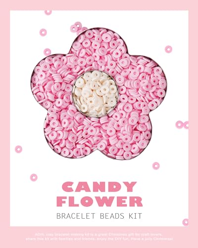 ADIIL 7200pcs Clay Beads Bracelet Making Kit, 6mm Polymer Heishi Beads for Jewelry Making, Friendship Bracelet Kit Birthday Gift for Adults Pink - color: Pink