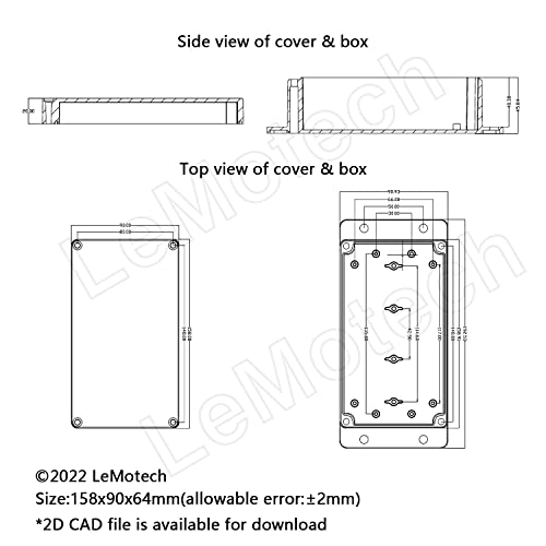 Junction Box Waterproof Dustproof IP65 ABS Plastic Universal Electric Project Enclosure Black with Fixed Ear 6.22"x3.54"x2.36"(158 x 90 x 60 mm) - size: 6.22"x3.54"x2.36"