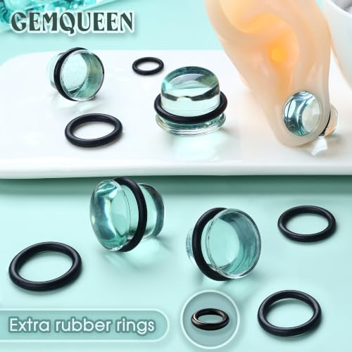 GEMQUEEN 24 Pcs 0.5mm Increments Glass Ear Stretching Kit Hypoallergenic - color: Clear, size: 18mm(11/16'') | 2pcs