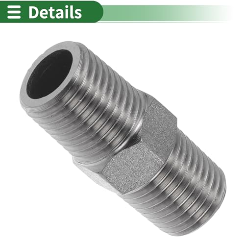 304 Stainless Steel Pipe Fittings 1/4"BSPT Male Hex Nipple Adapter 4 Pcs - size: 1/4"BSPT
