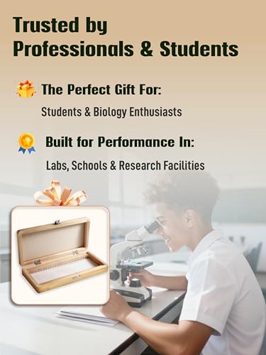 Wooden Microscope Slide Storage Box, Durable Specimen Storage Cabinet for 50 Slides, Laboratory Sample Kit, for Biological Science Lab Education- Ideal Accessories for Dexter Blood Slide Box