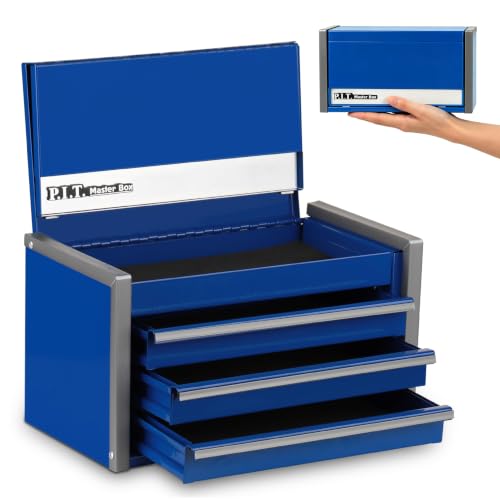 P.I.T. Mini Tool Box,3 Drawers Small Metal Toolbox for Tools Storage,Blue - color: Blue, size: 3-Drawer