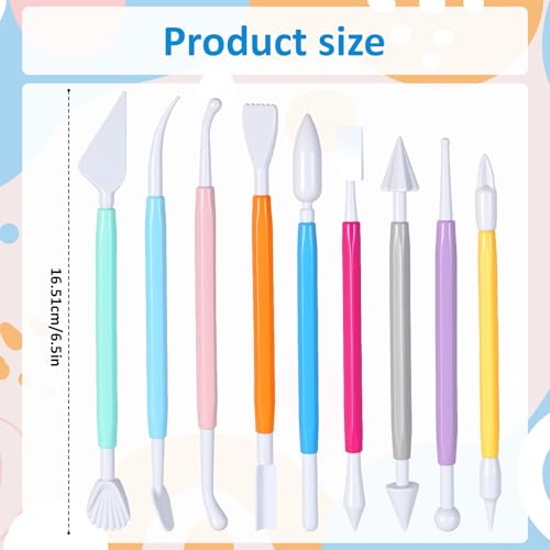 Clay Sculpting Tools Set 9 Pcs Air Dry Clay Tools Double-Head Modeling ClayTool for Pottery, Polymer, Air Dry Clays, Modeling, Shaping, Cake Decoration