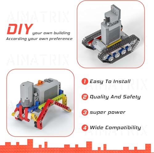 Power Funtion 5Pcs Motor Kit,Including 2M Motor,Remote Control Set,Building Block Parts Tool Kit,Compatible with L Brand