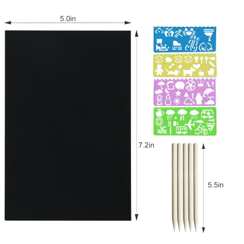 FUNNYB&G 100 Pcs Rainbow Scratch Paper Art for Kids Arts and Crafts Kit - size: 5*7.2 inch