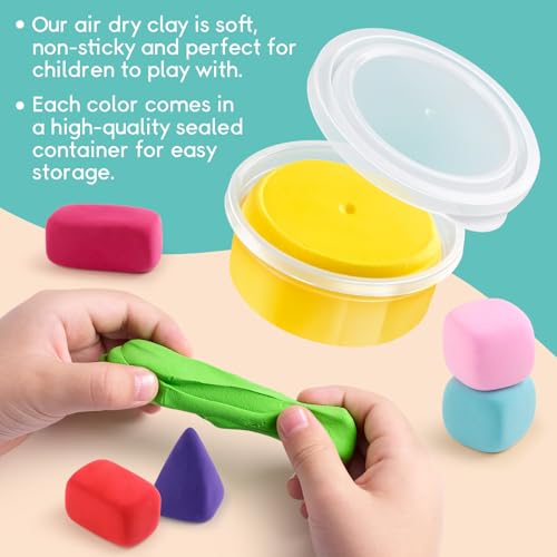 Drama Planet Air Dry Clay Kit for Kids, 26 Character Tutorials