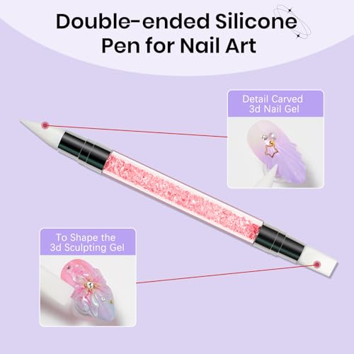 3D Sculpting Gel, 2PCS Hard Solid Carving for Nail Art Extension - color: Clear&Aurora Pink