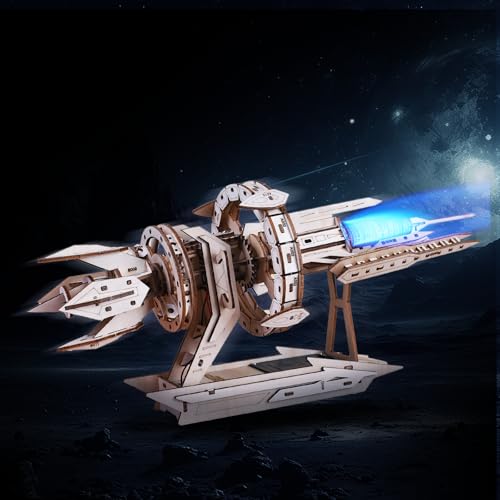 3D Wooden Puzzles for Adults,3D Puzzles for Adults – Wooden DIY Starship with LED & Gears,Unique Adult Puzzle Gift for Teens & Puzzle for Adults - style: M-Lite-us