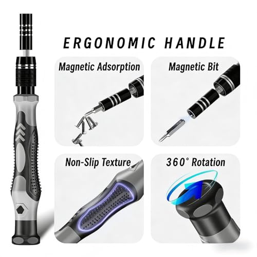 115-in-1 Screwdriver Set, Strong Magnetic Multi-Bit Tool Kit with Special-Shaped Bits, Professional Precision Repair Tools for Phone, Laptop, Electronics - color: Grey
