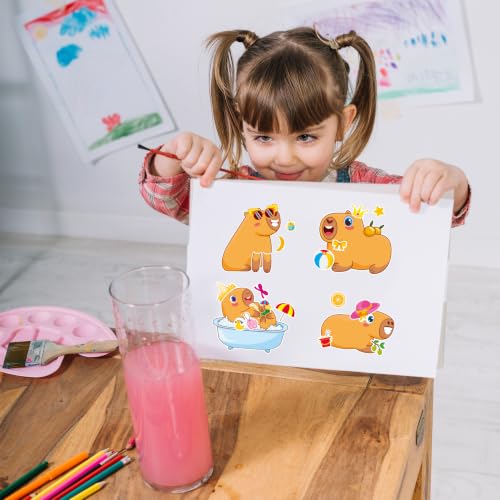 Capybara Make-a-Face Stickers 24 Sheets, Kids Party Crafts & Decor - color: Capybara