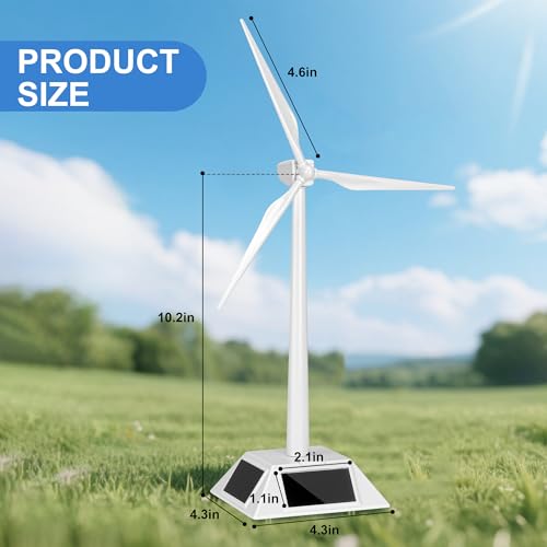 Solar Powered Windmill Model, Assembled Rotating Wind Turbine Generator Science Teaching Tool, DIY Solar Windmill Model Desk Home Decor Craft Education Gift
