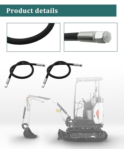 2PCS M14 Hose Excavator Diverter Valve Hoses Fits for 1-2 ton Chinese Mini Excavator, 60MPa, 8702PSI, 32 Inch long, 1/4in Interface