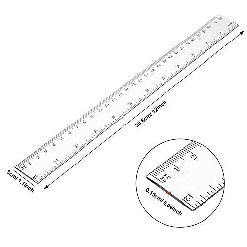 Eboot 20 Pack 12 in Clear Plastic Rulers Bulk for Classroom, School, Office - color: Clear