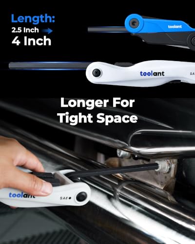 Kraftek toolant 11PCS Long Arm Folding Allen Wrench Set, SAE Hex Key Set 3/32"-1/2", Extended Reach Allen Key Set with 4 Inch Long Arms, CRV Steel Foldable Hex Wrench Tool for Bike Repair, Home & DIY - size: 11PCS (Folding - SAE)