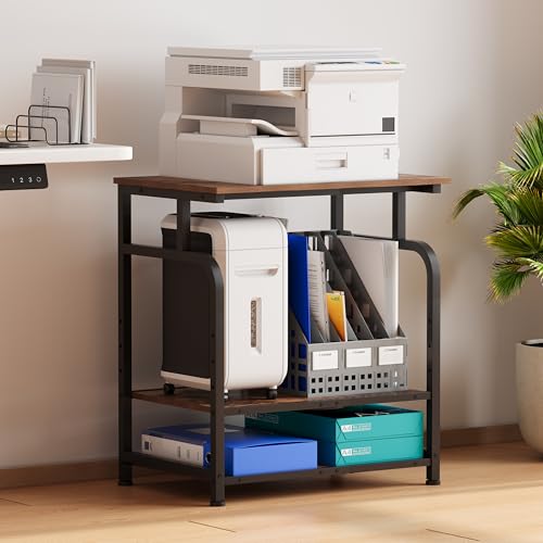 Unionly Large Rolling Printer Stand with Height Adjustable Shelf and Wheels