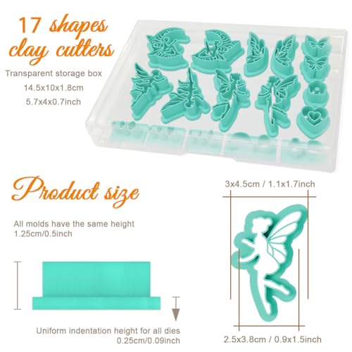 ORIGACH 17 Pcs Butterfly & Fairy Polymer Clay Cutters Set - style: Butterfly & Fairy