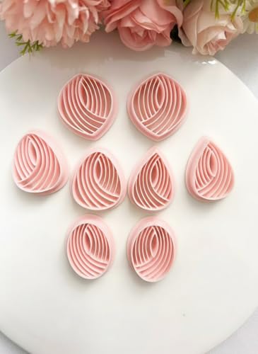 8PCS Swirl Teardrop Clay Cutters Set, 4 Styles Polymer Clay Molds, Reusable PLA Clay Tools for DIY Wave Pattern Earrings