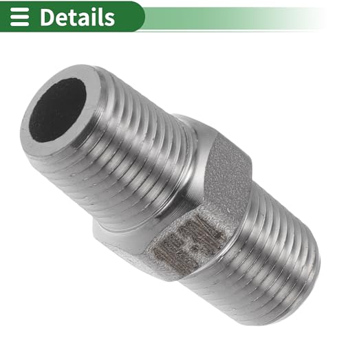 304 Stainless Steel Pipe Fittings 1/8"BSPT Male Hex Nipple Adapter 4 Pcs - size: 1/8"BSPT