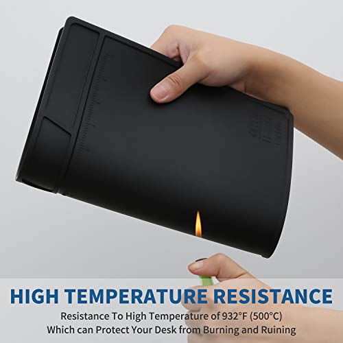HTM-201 Black Silicone Repair Mat Heat Resistant Electronic Repair Mat for Soldering, Electronics, Computer Repair Etc - size: HTM-201