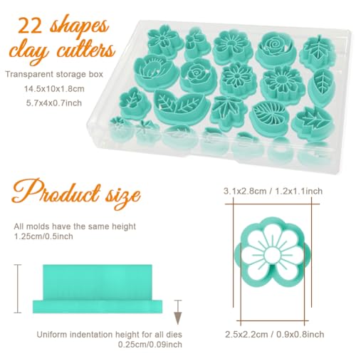 ORIGACH 22 Pcs Spring Theme Polymer Clay Cutters Set - style: Leaves & Flowers