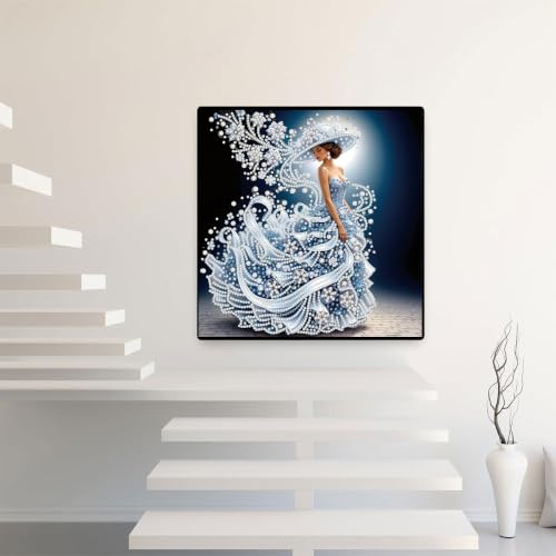 BSNRCH Diamond Art Kits for Adults, Elegant Woman Special Shape Diamond Painting Kit, Easy DIY Gem Art Craft for Beginners, 5D Rhinestone Crystal Paintings for Gift Home Wall Decor, 12x12 inch - color: Elegant Woman