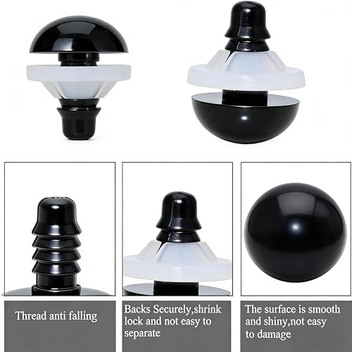 ARTCXC 50pcs 16mm Solid Black Safety Eyes for DIY Crochet Amigurumi - size: 16mm