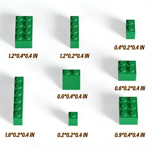 Bulk Building Bricks, Compatible with Lego and All Brands, 8 Sizes and A Variety of Colors to Mix and Match,Random Color (240, Green) - color: Green