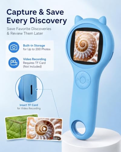 Microscope for Kids, Portable Digital Microscope for Outdoor Exploration - color: Blue, size: 1 Pcs