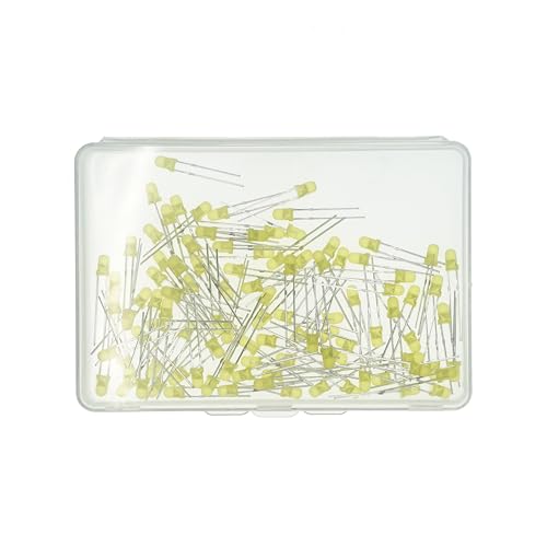 100 Pcs 3MM Yellow LED Diode Lights - DC 2V-3V 20mA Emitting Diodes LED Bulb - DIY Science Project Electronics Components Lighting Kit - color: Yellow, size: 3mm Round Top