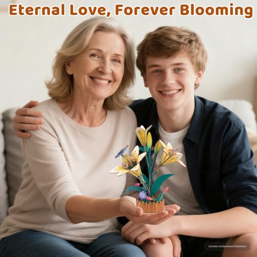 Evankin 3D Wooden Lily Puzzle Kit, DIY Bouquet Model - color: Lily