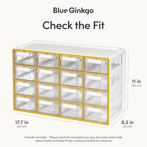 Blue Ginkgo 16-Drawer Storage Cabinet Organizer, Yellow, Made in Korea - color: YELLOW, size: 16 Drawer