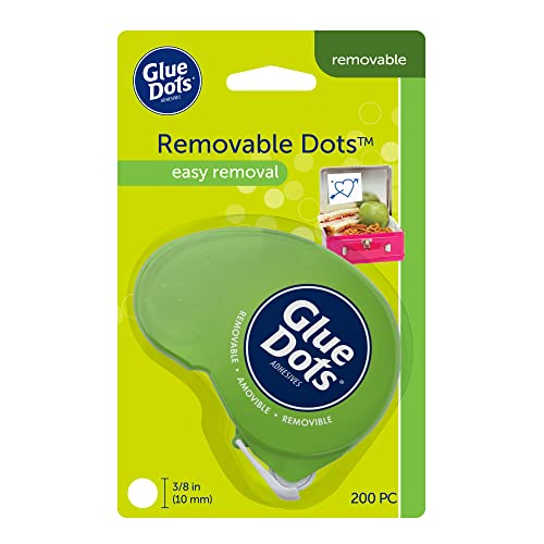 Glue Dots, Removable Dots Dot N' Go Dispenser, Double-Sided, 3/8", .38 Inch, 1200 Dots, DIY Craft Glue Tape, Sticky Adhesive Glue Points, Liquid Glue Alternative, Clear, 6 Pack - size: 6 Pack