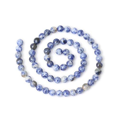 60PCS 6mm Natural Blue White Sodalite Gemstone Round Loose Beads for Jewelry Making 1 Strand 15" - color: Blue White Sodalite, size: 6mm