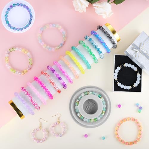 Glass Beads for Jewelry Making, 4 Types 96 Colors Glass Beads for Bracelet - size: 8mm