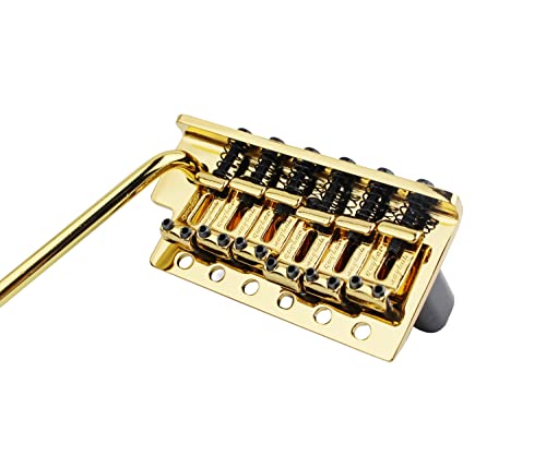 Guyker Tremolo Bridge Vintage Bent Steel Saddles and Zinc Block Compatible with Start ST Electric Guitar (GG-1004, Golden) - color: Zinc Block, Gold