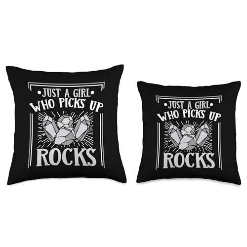 Best Rocks And Minerals Guide Kit Collection Gifts Just A Girl Who Picks Up Rocks Geologist Mineral Collector Throw Pillow, 18x18, Multicolor - size: 18x18