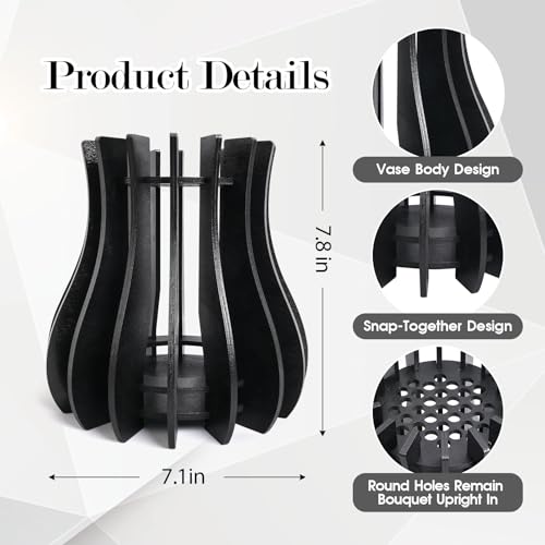 Wooden Vase Kit for Lego Flowers Arrangement - color: Black