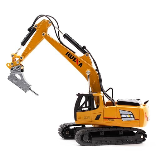 Large Drill Excavator Construction Vehicle Toys Heavy Duty Alloy Hydraulic Hammer Truck, 1:60 Scale Diecast Site Drill Digger Toy Truck for Kids 8,9,10,11,12 Year Old and up - color: Drill Excavator-1811-1/60