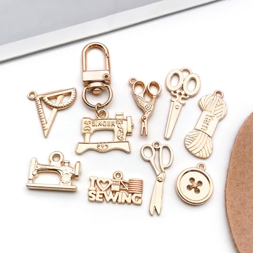 WOCRAFT 60pcs KC Gold Sewings Bracelet Charms for Jewelry Making Sets DIY Necklace Bracelet Keychain Crafting Charms Kit Craft Supplies (SN914) - color: KC Gold, size: Sewings Charms
