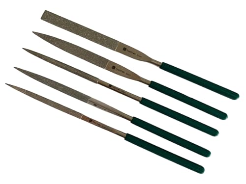 5 Pcs Diamond Needle File Set, Mini Metal File Diamond File Set, Miniature and Model Files, Small File Jewelry Stone Carving Tools - Round Triangular Square Flat Shape Half-Round (7") - size: 7"