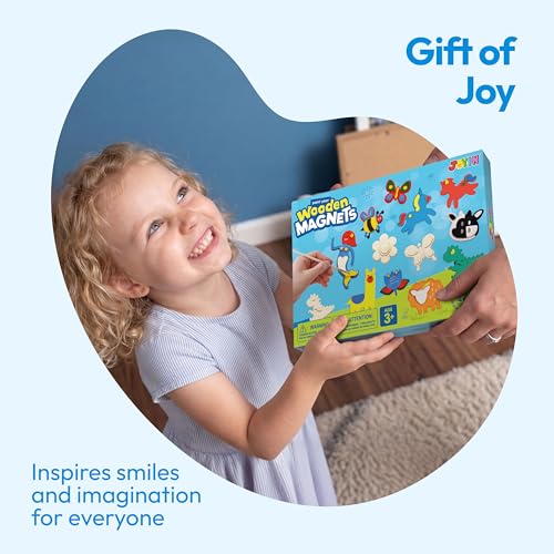 JOYIN 12 Wooden Magnet Creativity Arts & Crafts Painting Kit for Kids, Decorate Your Own Painting Gift for Easter Basket Stuffers, Birthday Parties and Family Crafts, Party Favors for Boys Girls - style: Animal