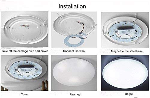 Led Ceiling Light Panel Fixtures 12w Ceiling Fan Light Retrofit kit Circle Replacement Board Bulb 6000K 1-Pack(White) - color: White
