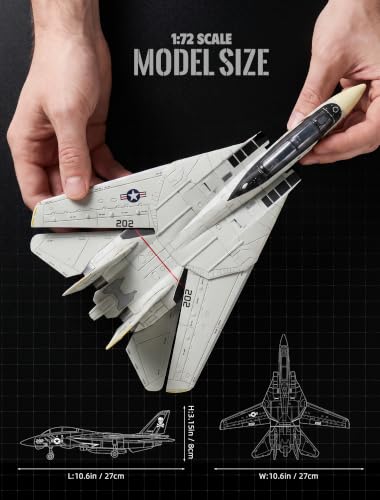 SEBUNAS 1:72 F-14 Tomcat 3D Quick Build Model Kit Fighter Jet Aircraft - color: 1.F14 White