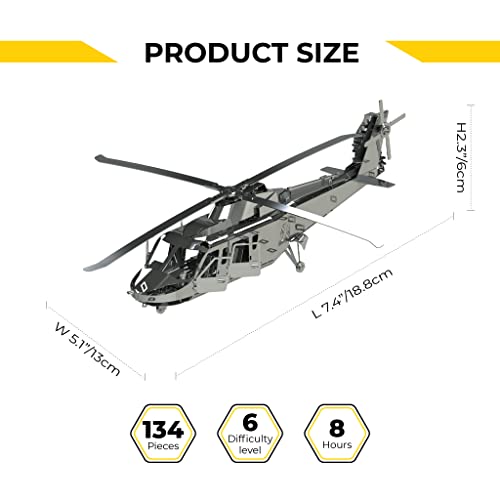 METAL-TIME Lifting Spirit Mechanical Helicopter Model Building Kit | Unique Wind-Up Moving Mechanism | Stainless Steel DIY Construction with Toolbox Collectible Model - 134 Pieces