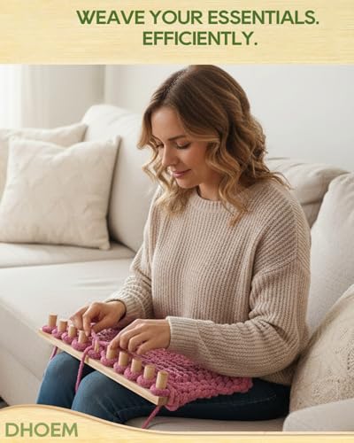 DHOEM 110" Chunky Yarn Blanket Loom, Adjustable Size Hand Knitting Kit for Adults, Beginner Friendly Weaving Tools for Chunky Yarn Blankets, Bulk Set for Craft Groups, Family & DIY Workshops