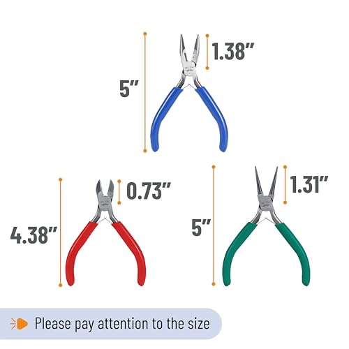 Mr. Pen- Pliers for Jewelry Making, 3 Pack, Chain Nose - color: Blue, Green, Red
