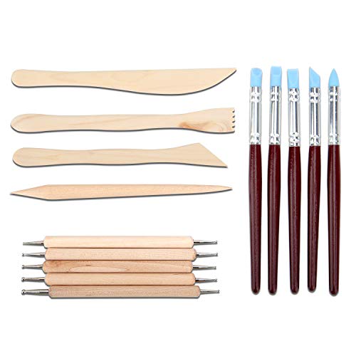 Blisstime 42pcs Pottery Tools, Clay Sculpting Tool Kit Air Dry Clay Tools, Clay Kit for Pottery Wheel, DIY Arts and Crafts - color: Burlywood