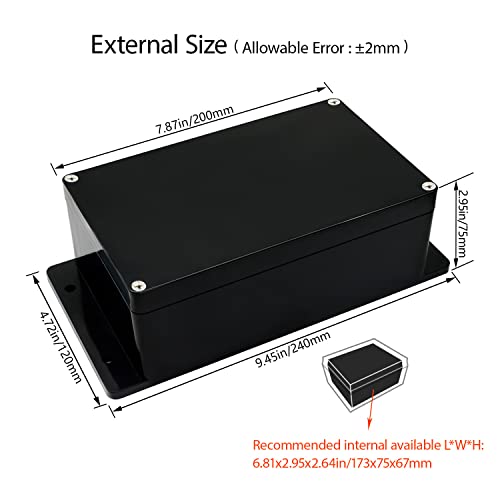 Junction Box IP65 Waterproof Dustproof ABS Plastic Universal Electric Project Enclosure with Fixed Ear Black 7.9x4.7x3.0 inch (2pc) - size: 7.9"x4.7"x3.0"(2 pack)