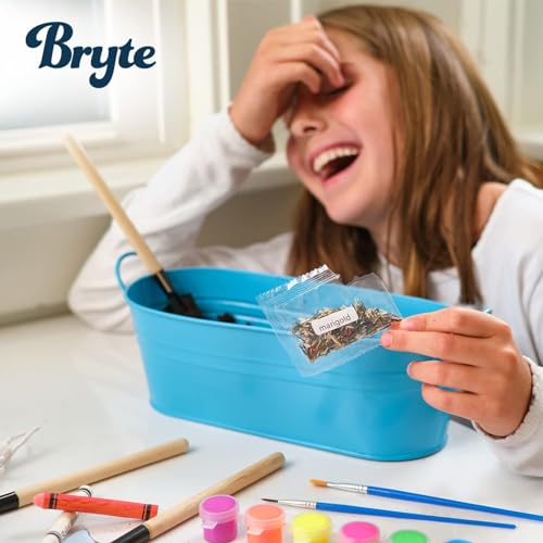 BRYTE Unicorn Terrarium Kit for Kids - Blue, Plastic, Ages 4-12 - DIY Craft Kits, Fairy Garden Planters for Kids, Seeds & Tools & Light-Up Fairy Lights