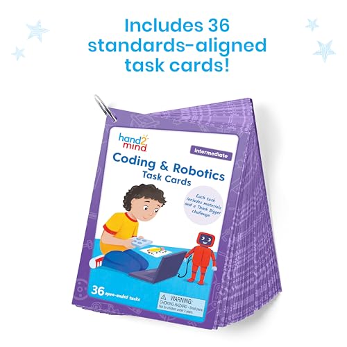 hand2mind Coding & Robotics Intermediate Task Cards, Coding for Kids 8-12, Computer Programming & Technology Toys for Kids, STEM Projects, STEM Activities for Classroom, Science Classroom Supplies - style: Intermediate